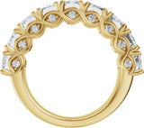 14K Gold Emerald Lab-Grown Diamond Accented Infinity-Inspired Anniversary Band - 3 3/4-5 7/8 CTW - Yellow Gold - view 2