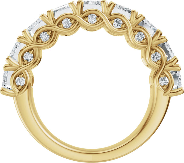 14K Gold Emerald Lab-Grown Diamond Accented Infinity-Inspired Anniversary Band - 3 3/4-5 7/8 CTW - Yellow Gold - view 2