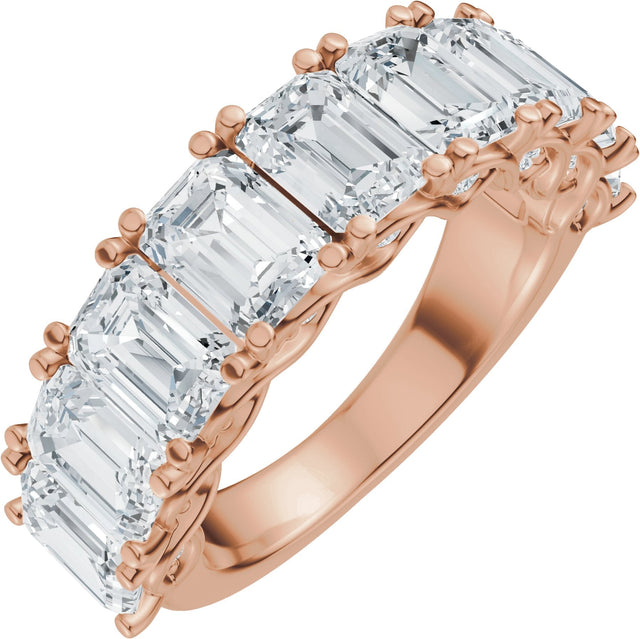 14K Gold Emerald Lab-Grown Diamond Accented Infinity-Inspired Anniversary Band - 3 3/4-5 7/8 CTW - Rose Gold