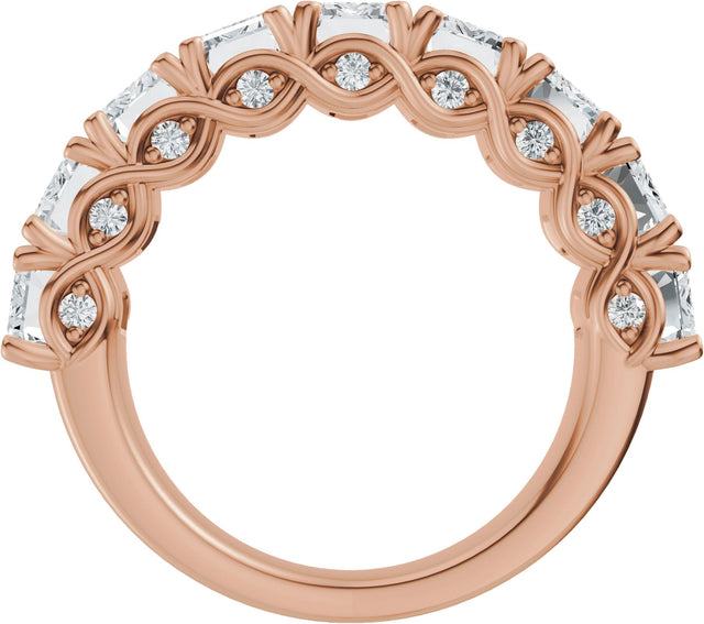 14K Gold Emerald Lab-Grown Diamond Accented Infinity-Inspired Anniversary Band - 3 3/4-5 7/8 CTW - Rose Gold - view 2