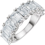 14K Gold Emerald Lab-Grown Diamond Accented Infinity-Inspired Anniversary Band - 3 3/4-5 7/8 CTW - White Gold