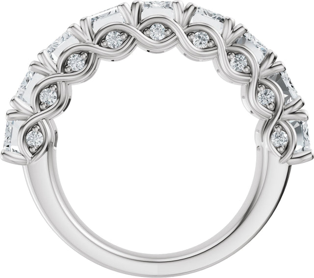 14K Gold Emerald Lab-Grown Diamond Accented Infinity-Inspired Anniversary Band - 3 3/4-5 7/8 CTW - White Gold - view 2