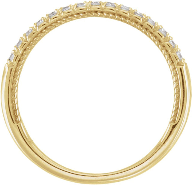 14K Gold Round Lab-Grown Diamond Rope Anniversary Band - 1/5 CTW - Yellow Gold - view 2