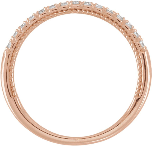 14K Gold Round Lab-Grown Diamond Rope Anniversary Band - 1/5 CTW - Rose Gold - view 2