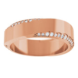 14K Gold Round Natural Diamond Scalloped Beveled-Edge Accented Band - 1.1mm Stones - Rose Gold - view 3