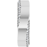 14K Gold Round Natural Diamond Scalloped Beveled-Edge Accented Band - 1.1mm Stones - White Gold - view 4