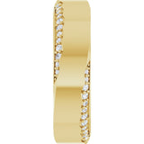 14K Gold Round Natural Diamond Scalloped Beveled-Edge Accented Band - 1.1mm Stones - Yellow Gold - view 4