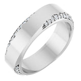 Platinum Round Natural Diamond Scalloped Beveled-Edge Accented Band - 1.1mm Stones