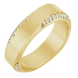 14K Gold Round Natural Diamond Scalloped Beveled-Edge Accented Band - 1.1mm Stones - Yellow Gold