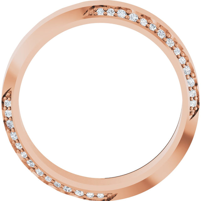14K Gold Round Natural Diamond Scalloped Beveled-Edge Accented Band - 1.1mm Stones - Rose Gold - view 2