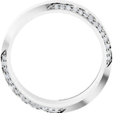 14K Gold Round Natural Diamond Scalloped Beveled-Edge Accented Band - 1.1mm Stones - White Gold - view 2