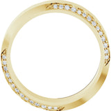 14K Gold Round Natural Diamond Scalloped Beveled-Edge Accented Band - 1.1mm Stones - Yellow Gold - view 2