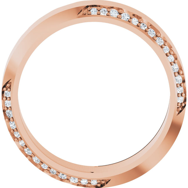 14K Gold Round Natural Diamond Scalloped Beveled-Edge Accented Band - 1.1mm Stones - Rose Gold - view 2
