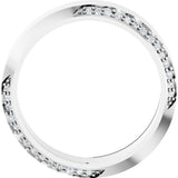 Platinum Round Natural Diamond Scalloped Beveled-Edge Accented Band - 1.1mm Stones - view 2