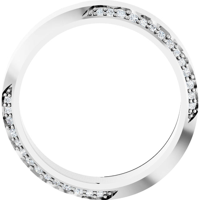 Platinum Round Natural Diamond Scalloped Beveled-Edge Accented Band - 1.1mm Stones - view 2