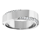 Platinum Round Natural Diamond Scalloped Beveled-Edge Accented Band - 1.1mm Stones - view 3