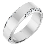 14K Gold Round Natural Diamond Scalloped Beveled-Edge Accented Band - 1.1mm Stones - White Gold