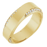 14K Gold Round Natural Diamond Scalloped Beveled-Edge Accented Band - 1.1mm Stones - Yellow Gold