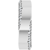 Platinum Round Natural Diamond Scalloped Beveled-Edge Accented Band - 1.1mm Stones - view 4