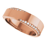 14K Gold Round Natural Diamond Scalloped Beveled-Edge Accented Band - 1.1mm Stones - Rose Gold - view 5