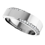 14K Gold Round Natural Diamond Scalloped Beveled-Edge Accented Band - 1.1mm Stones - White Gold - view 5