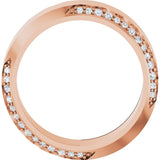 14K Gold Round Natural Diamond Scalloped Beveled-Edge Accented Band - 1.1mm Stones - Rose Gold - view 2