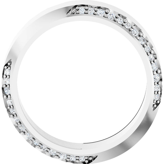 14K Gold Round Natural Diamond Scalloped Beveled-Edge Accented Band - 1.1mm Stones - White Gold - view 2