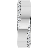 Platinum Round Natural Diamond Scalloped Beveled-Edge Accented Band - 1.1mm Stones - view 4