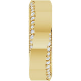 14K Gold Round Natural Diamond Scalloped Beveled-Edge Accented Band - 1.1mm Stones - Yellow Gold - view 4