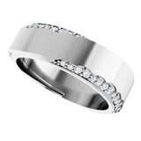 Platinum Round Natural Diamond Scalloped Beveled-Edge Accented Band - 1.1mm Stones - view 5
