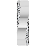 14K Gold Round Natural Diamond Scalloped Beveled-Edge Accented Band - 1.1mm Stones - White Gold - view 4