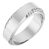 Platinum Round Natural Diamond Scalloped Beveled-Edge Accented Band - 1.1mm Stones