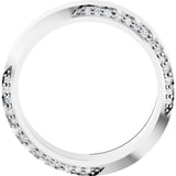 14K Gold Round Natural Diamond Scalloped Beveled-Edge Accented Band - 1.1mm Stones - White Gold - view 3