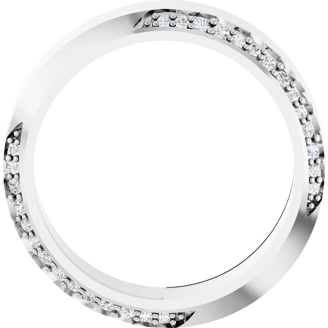 Platinum Round Natural Diamond Scalloped Beveled-Edge Accented Band - 1.1mm Stones - view 2