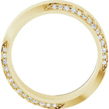 14K Gold Round Natural Diamond Scalloped Beveled-Edge Accented Band - 1.1mm Stones - Yellow Gold - view 2