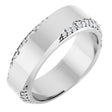 Platinum Round Lab-Grown Diamond Scalloped Beveled-Edge Accented Band - 1.1mm Stones
