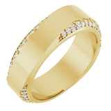 14K Gold Round Lab-Grown Diamond Scalloped Beveled-Edge Accented Band - 1.1mm Stones - Yellow Gold
