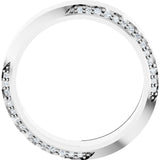 Platinum Round Natural Diamond Scalloped Beveled-Edge Accented Band - 1.1mm Stones - view 2