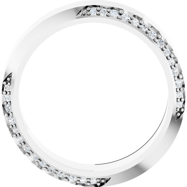 Platinum Round Natural Diamond Scalloped Beveled-Edge Accented Band - 1.1mm Stones - view 2