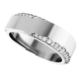 Platinum Round Natural Diamond Scalloped Beveled-Edge Accented Band - 1.1mm Stones - view 5