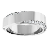 14K Gold Round Natural Diamond Scalloped Beveled-Edge Accented Band - 1.1mm Stones - White Gold - view 3