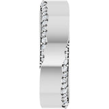 14K Gold Round Natural Diamond Scalloped Beveled-Edge Accented Band - 1.1mm Stones - White Gold - view 4