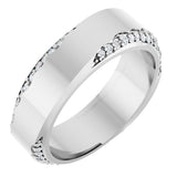 Platinum Round Natural Diamond Scalloped Beveled-Edge Accented Band - 1.1mm Stones