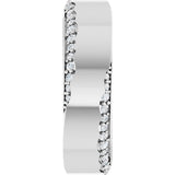 14K Gold Round Lab-Grown Diamond Scalloped Beveled-Edge Accented Band - 1.1mm Stones - White Gold - view 4