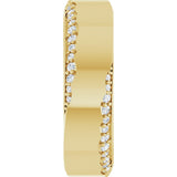 14K Gold Round Lab-Grown Diamond Scalloped Beveled-Edge Accented Band - 1.1mm Stones - Yellow Gold - view 4
