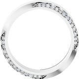 Platinum Round Natural Diamond Scalloped Beveled-Edge Accented Band - 1.1mm Stones - view 2