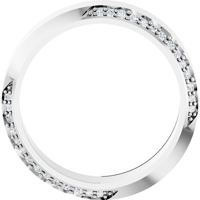 Platinum Round Lab-Grown Diamond Scalloped Beveled-Edge Accented Band - 1.1mm Stones - view 2