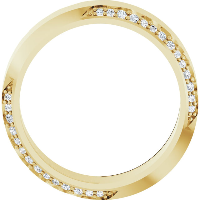14K Gold Round Lab-Grown Diamond Scalloped Beveled-Edge Accented Band - 1.1mm Stones - Yellow Gold - view 2