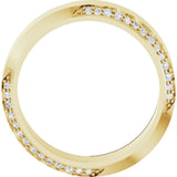 14K Gold Round Natural Diamond Scalloped Beveled-Edge Accented Band - 1.1mm Stones - Yellow Gold - view 2