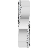 14K Gold Round Natural Diamond Scalloped Beveled-Edge Accented Band - 1.1mm Stones - White Gold - view 4